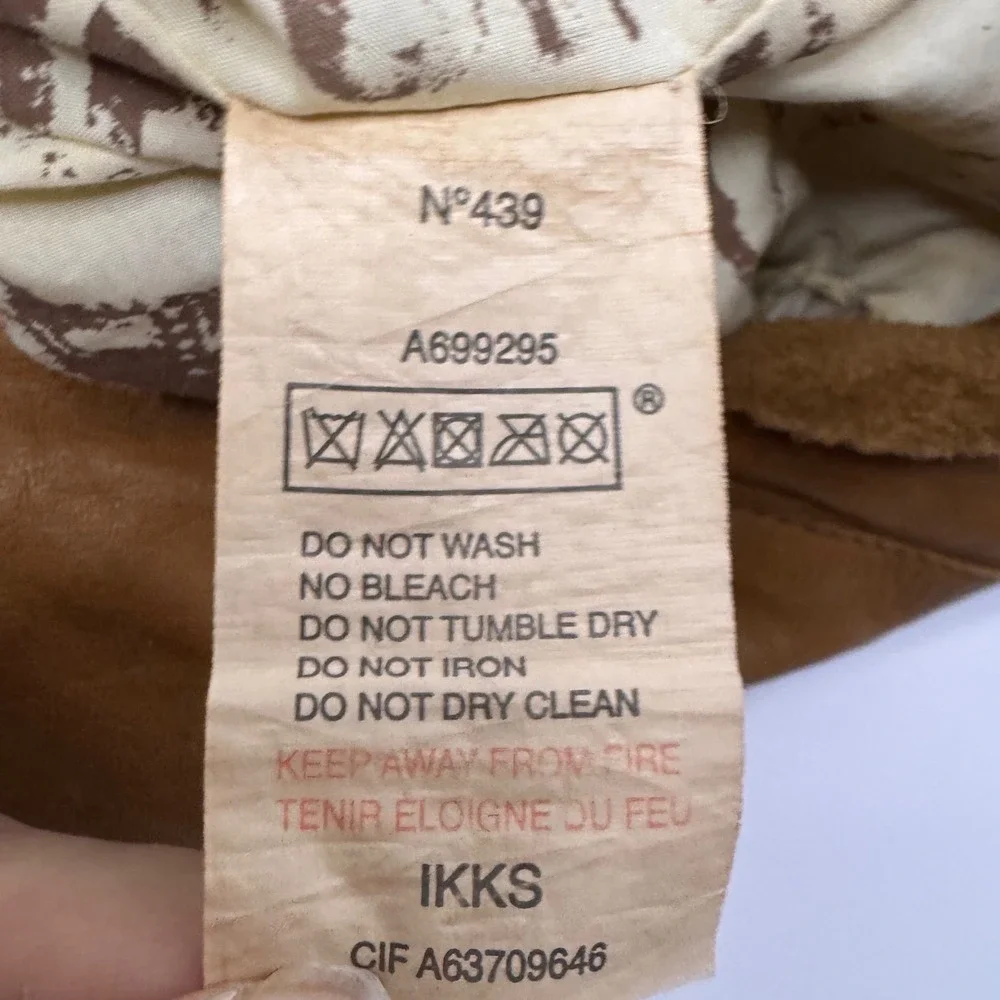 IKKS Brown Leather Hobo Shoulder Bag Large Slouchy Tote Cognac‎ Distressed Y2K